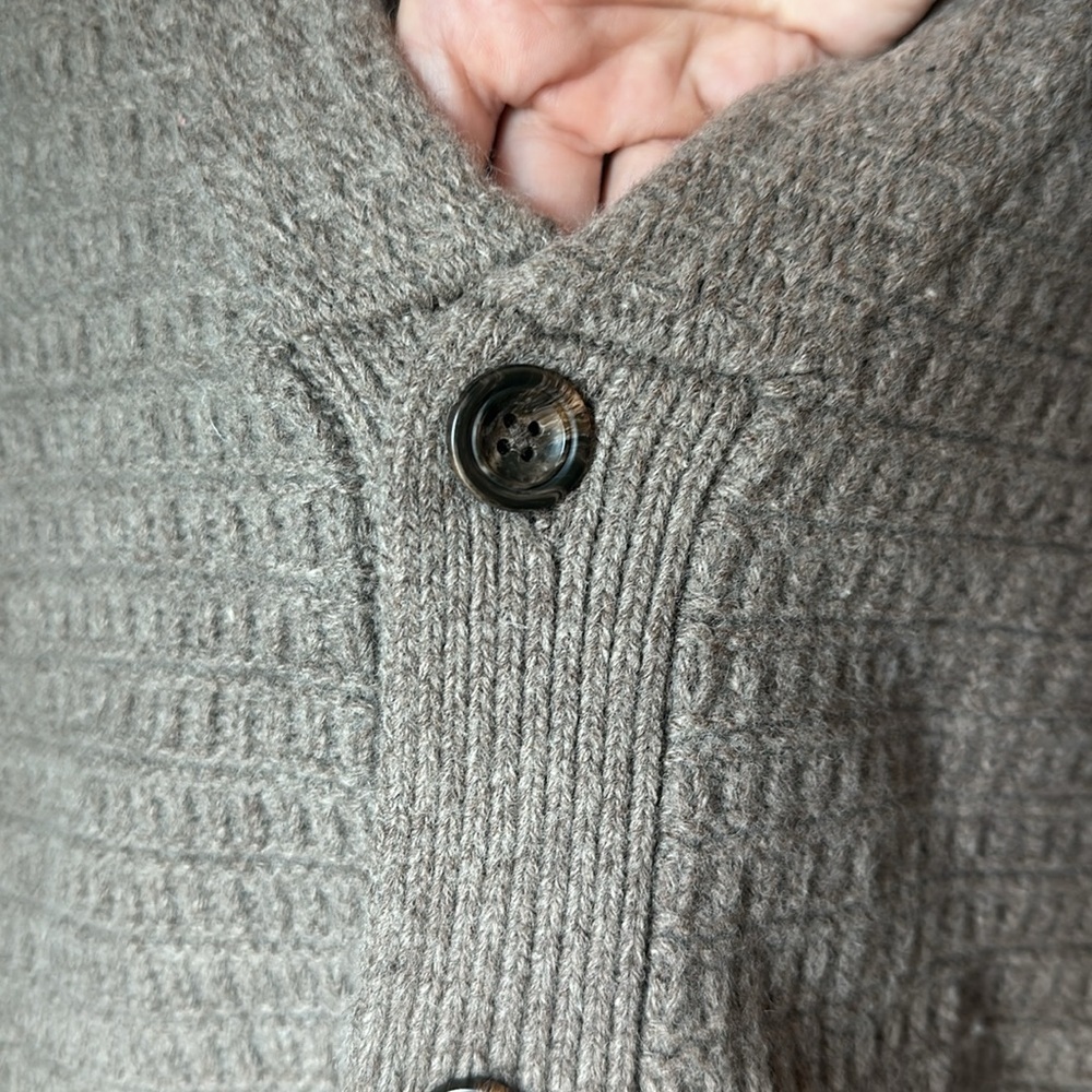 Savile Row Company Lambswool Blend Cardigan Sweater Small Brown Shawl Collar - Picture 12 of 12